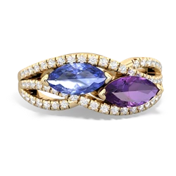 Tanzanite Diamond Rivers 14K Yellow Gold ring R3070