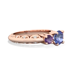 Tanzanite Art Deco Eternal Embrace Engagement 14K Rose Gold ring C2003