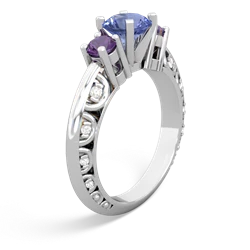 Tanzanite Art Deco Eternal Embrace Engagement 14K White Gold ring C2003