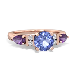 Tanzanite 6Mm Round Eternal Embrace Engagement 14K Rose Gold ring R2005