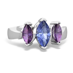 Tanzanite Three Peeks 14K White Gold ring R2433