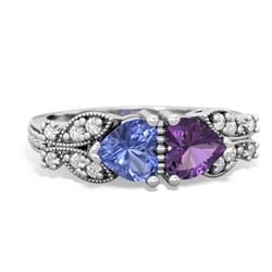 Tanzanite Diamond Butterflies 14K White Gold ring R5601