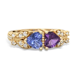 Tanzanite Diamond Butterflies 14K Yellow Gold ring R5601