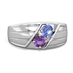 Tanzanite Men's Streamline 14K White Gold ring R0460