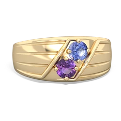 Tanzanite Men's Streamline 14K Yellow Gold ring R0460