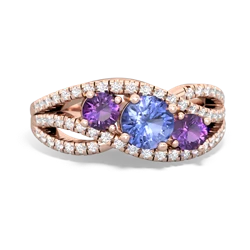 Tanzanite Three Stone Aurora 14K Rose Gold ring R3080