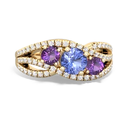 Tanzanite Three Stone Aurora 14K Yellow Gold ring R3080