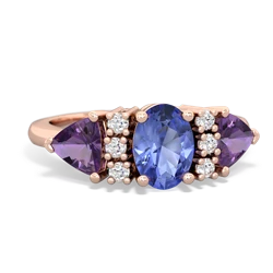 Tanzanite Antique Style Three Stone 14K Rose Gold ring R2186