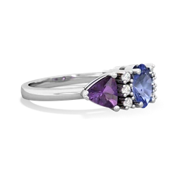 Tanzanite Antique Style Three Stone 14K White Gold ring R2186