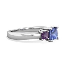 Tanzanite Three Stone Trellis 14K White Gold ring R4015