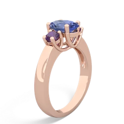 Tanzanite Three Stone Oval Trellis 14K Rose Gold ring R4024