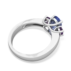 Tanzanite Three Stone Oval Trellis 14K White Gold ring R4024