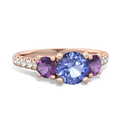 Tanzanite Pave Trellis 14K Rose Gold ring R5500