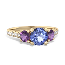 Tanzanite Pave Trellis 14K Yellow Gold ring R5500