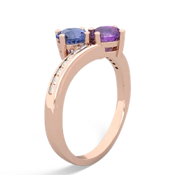 Tanzanite Channel Set Two Stone 14K Rose Gold ring R5303