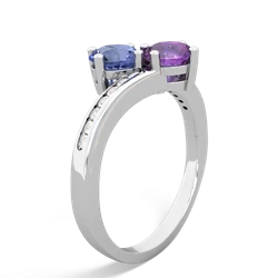 Tanzanite Channel Set Two Stone 14K White Gold ring R5303