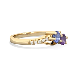 Tanzanite Infinity Pave Two Stone 14K Yellow Gold ring R5285