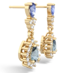 Tanzanite Halo Pear Dangle 14K Yellow Gold earrings E1882