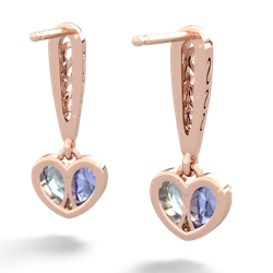 Tanzanite Filligree Heart 14K Rose Gold earrings E5070