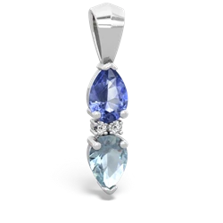 Tanzanite Bowtie Drop 14K White Gold pendant P0865