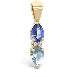 Tanzanite Bowtie Drop 14K Yellow Gold pendant P0865