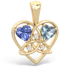 Tanzanite Celtic Trinity Heart 14K Yellow Gold pendant P5331