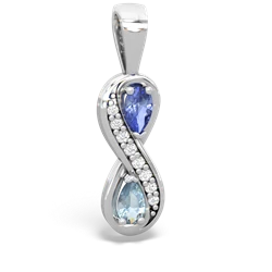 Tanzanite Diamond Infinity 14K White Gold pendant P5390