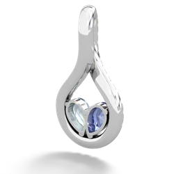 Tanzanite Pave Twist 'One Heart' 14K White Gold pendant P5360