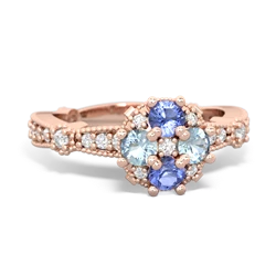 Tanzanite Sparkling Tiara Cluster 14K Rose Gold ring R26293RD