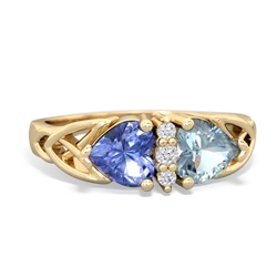 Tanzanite Celtic Knot Double Heart 14K Yellow Gold ring R5040