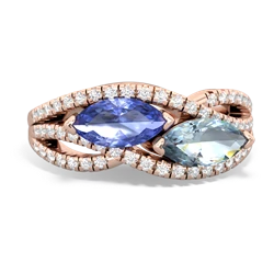 Tanzanite Diamond Rivers 14K Rose Gold ring R3070