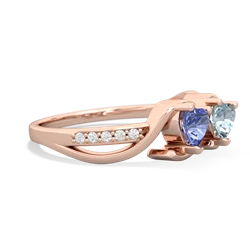 Tanzanite Side By Side 14K Rose Gold ring R3090