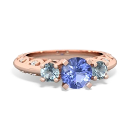 Tanzanite Art Deco Eternal Embrace Engagement 14K Rose Gold ring C2003