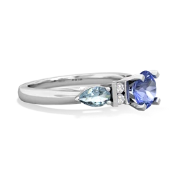 Tanzanite 6Mm Round Eternal Embrace Engagement 14K White Gold ring R2005