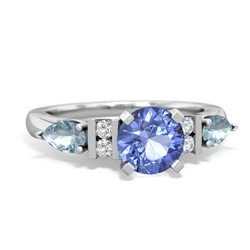 Tanzanite 6Mm Round Eternal Embrace Engagement 14K White Gold ring R2005