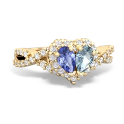 Tanzanite Diamond Twist 'One Heart' 14K Yellow Gold ring R2640HRT