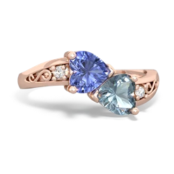 Tanzanite Snuggling Hearts 14K Rose Gold ring R2178