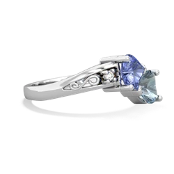 Tanzanite Snuggling Hearts 14K White Gold ring R2178