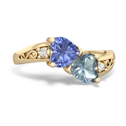 Tanzanite Snuggling Hearts 14K Yellow Gold ring R2178