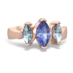 Tanzanite Three Peeks 14K Rose Gold ring R2433