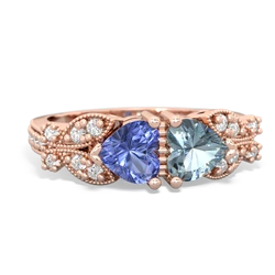 Tanzanite Diamond Butterflies 14K Rose Gold ring R5601