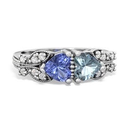 Tanzanite Diamond Butterflies 14K White Gold ring R5601