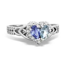 Tanzanite Celtic Knot Two Hearts As One 14K White Gold ring R2644HRT