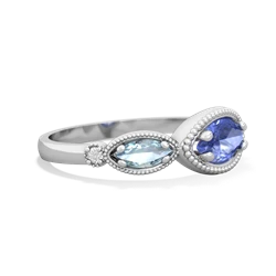 Tanzanite Milgrain Marquise 14K White Gold ring R5700