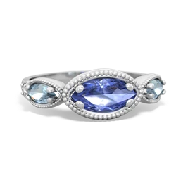 Tanzanite Milgrain Marquise 14K White Gold ring R5700