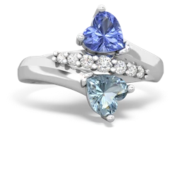 Tanzanite Heart To Heart 14K White Gold ring R2064