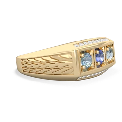 Tanzanite Three Stone Tire Tread Men's 14K Yellow Gold ring R0520