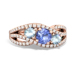 Tanzanite Three Stone Aurora 14K Rose Gold ring R3080