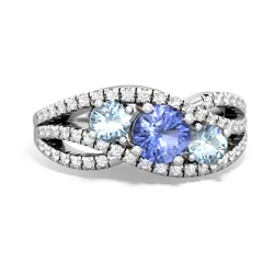 Tanzanite Three Stone Aurora 14K White Gold ring R3080