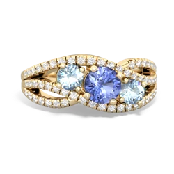 Tanzanite Three Stone Aurora 14K Yellow Gold ring R3080